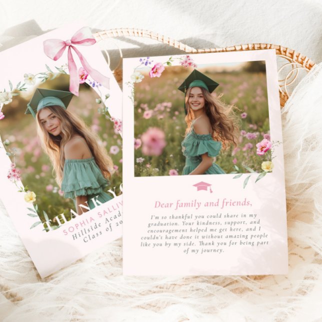 Wildflower Bow Graduation Photo Tack Kort (Skapare uppladdad)