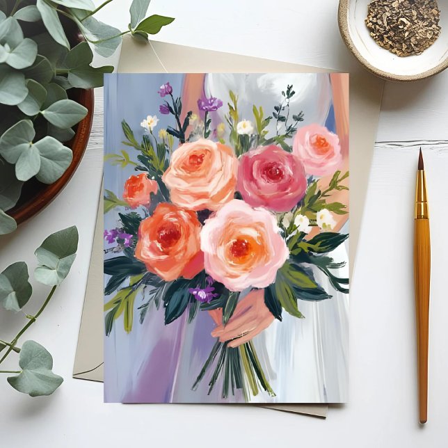 Wildflower Bridal Bouquet | Floral Wedding Bride Vykort (Skapare uppladdad)