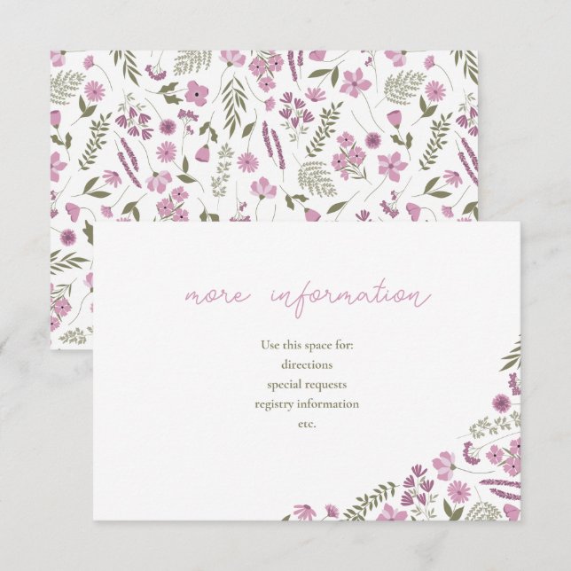 wildflower bridal shower insert - purple inbjudningar (Fram/baksida)