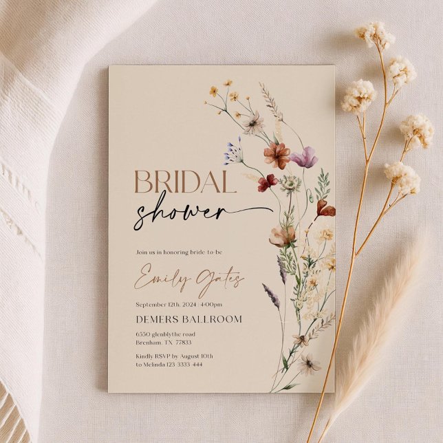 Wildflower Bridal Shower Invitation, Floral Boho  Inbjudningar (Skapare uppladdad)