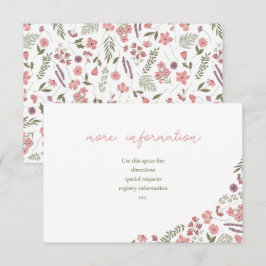 wildflower bridal shower invitation insert - pink inbjudningar