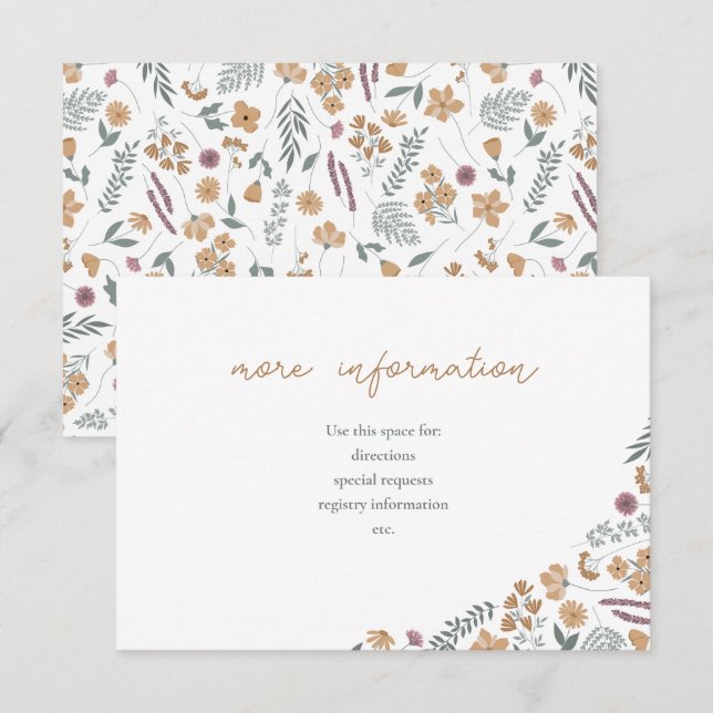 wildflower bridal shower invite insert - orange inbjudningar (Fram/baksida)
