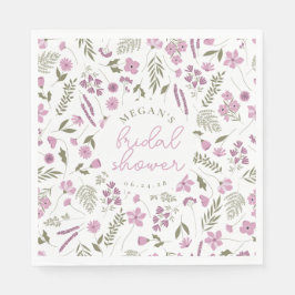 Wildflower Bridal Shower Napkins - Purple Pappersservett