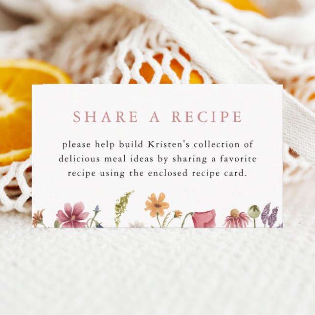 Wildflower Bridal Shower Recipe Tilläggskort (Skapare uppladdad)