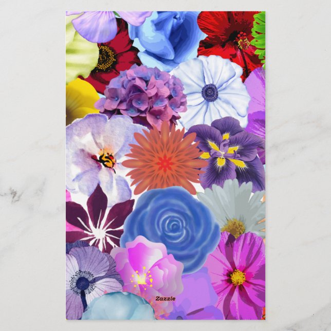 Wildflower Bröllopsdusch Inbjudan Mall, Redigera Brevpapper (Baksida)