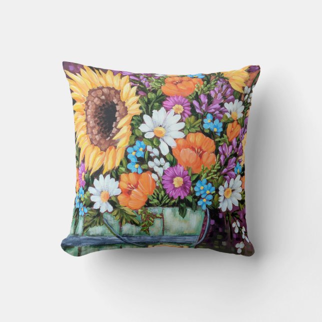 "Wildflower Bucket Bouquet" Kudd Kudde (Framsida)