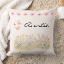 Wildflower Butterfly Auntie Throw Pillow Gift