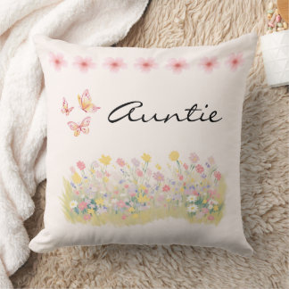 Wildflower Butterfly Auntie Throw Pillow Gift Kudde
