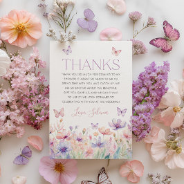 Wildflower Butterfly Bridal Shower Thank You Card Tack Kort