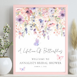 Wildflower Butterfly Bridal Shower Welcome Sign Poster