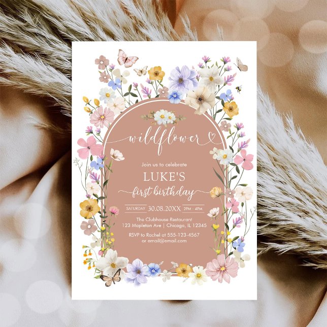 Wildflower Butterfly Girl Birthday Invitation Inbjudningar (Skapare uppladdad)