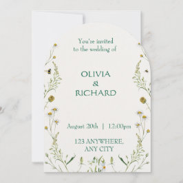 Wildflower classic floral Minimalist Invitations Inbjudningar