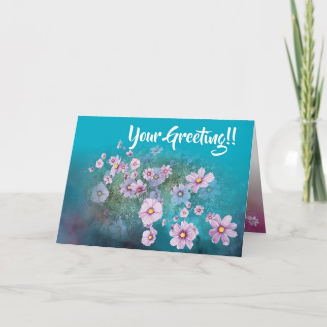 wildflower cosmos  greeting card kort (Framsida)