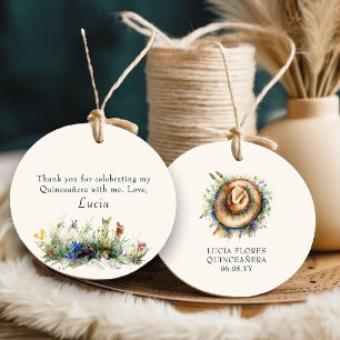 Wildflower Cowgirl Rustik Quinceanera Blommig Gåvor Etiketter