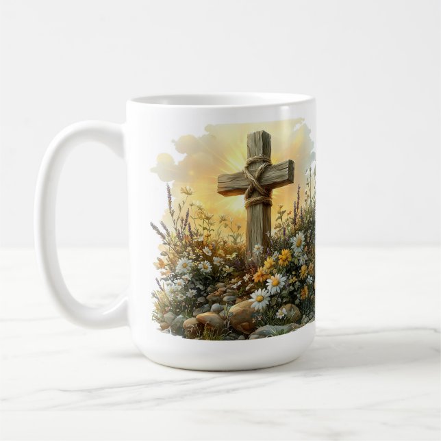 Wildflower Cross Easter Design Kaffemugg (Vänster)