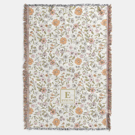 Wildflower Custom Name MonogramThrow Blanket Filt