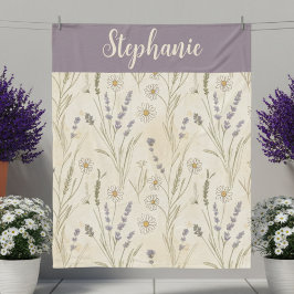 Wildflower Daisy Lavender Cottagecore Monogram Fleecefilt
