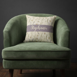 Wildflower Daisy Lavender Cottagecore Personalized Kudde