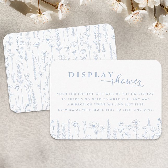 Wildflower Display Shower Baby Shower Card – Dusty Tilläggskort (Dusty Blue Display Shower Card)