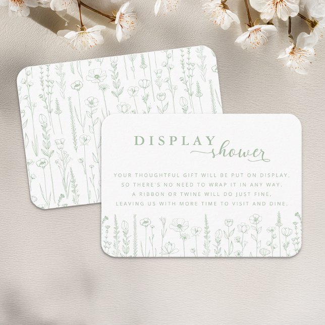 Wildflower Display Shower Baby Shower Card – Sage  Tilläggskort (Display Shower Card - Sage Green)