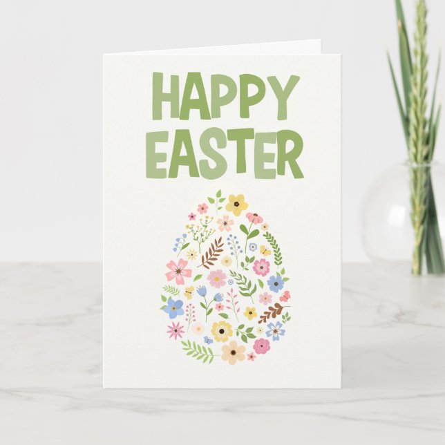 Wildflower Easter Egg Pattern Holiday Card Tack Kort (Framsida)