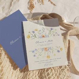 Wildflower Elegant Handwritten Wedding Wedding Inbjudningar