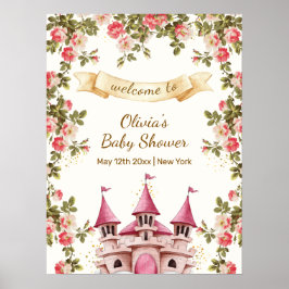 Wildflower Fairytale Castle Baby Shower Welcome Poster