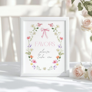 Wildflower Favors Baby i blommande rosa band Poster