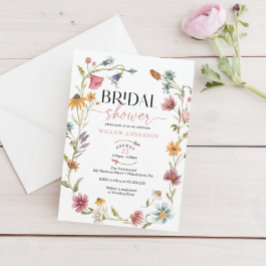 Wildflower Field Boho Bridal Shower Invitation Inbjudningar