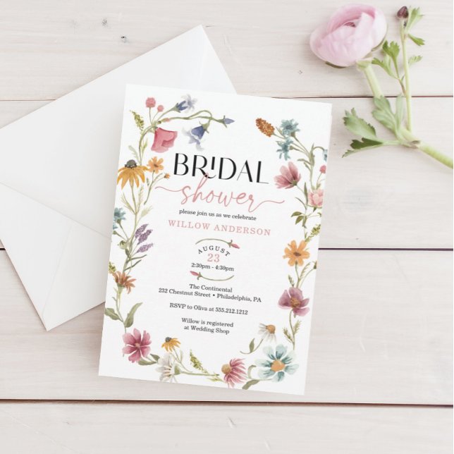 Wildflower Field Boho Bridal Shower Invitation Inbjudningar (Skapare uppladdad)