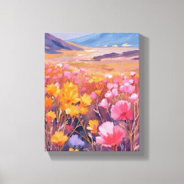 Wildflower Field | Floral Landscape Painting Canvastryck (Framsida)