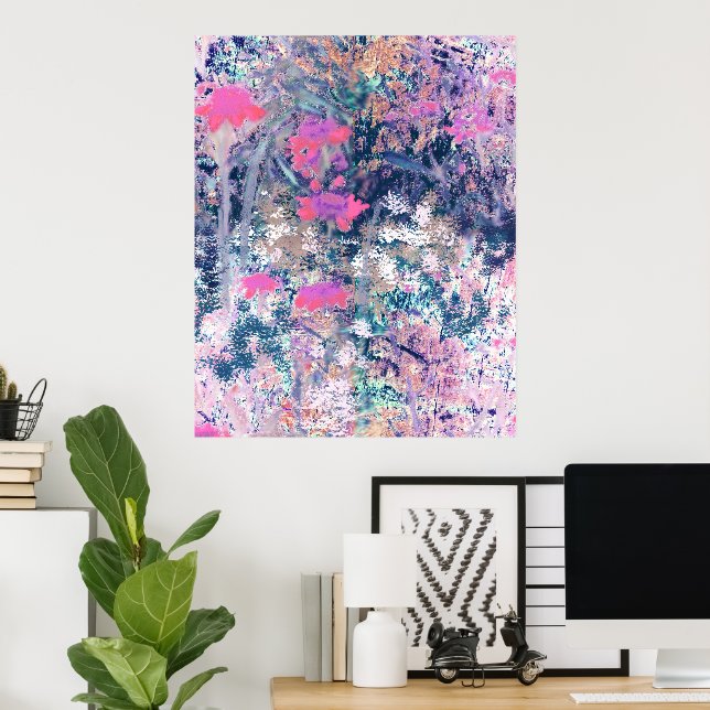 Wildflower field Impressionism- Pink Poster (Hemmakontoret)