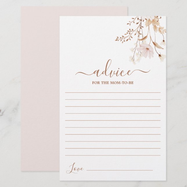 Wildflower Floral Advice for the Mom To Be card (Fram/baksida)