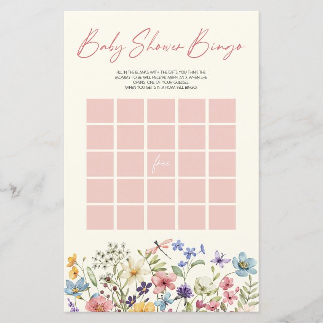 Wildflower Floral Bingo Baby Shower Game (Framsida)