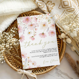 Wildflower Floral Birthday Thank You Card Inbjudningar