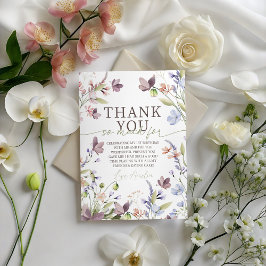 Wildflower Floral Birthday Thank You Card Inbjudningar