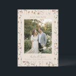 Wildflower Floral Boho Fall Meadow Wedding Photo Spara Datumet<br><div class="desc">This save the date card features a favorite couple photo framed by delicate wildflower illustrations for a soft garden-inspired design. The botanical details pair beautifully with modern typography while highlighting your engagement photo. The back includes a QR code so guests can easily visit your wedding website for details and updates....</div>