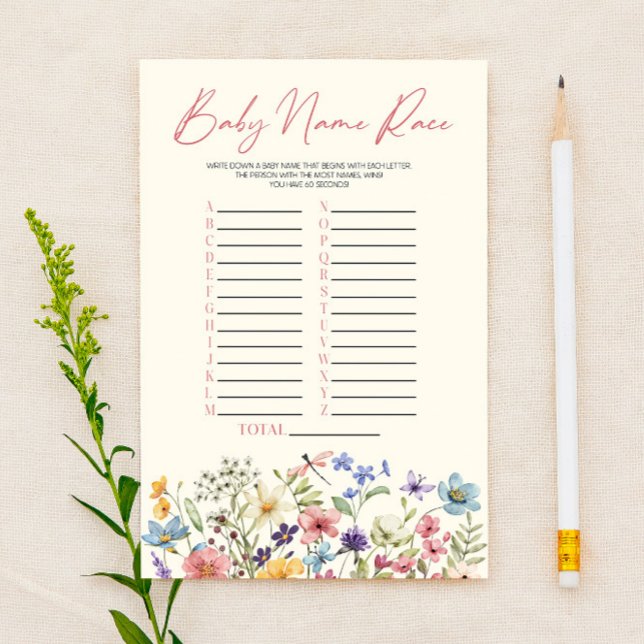 Wildflower Floral Name Race Baby Shower Game (Skapare uppladdad)