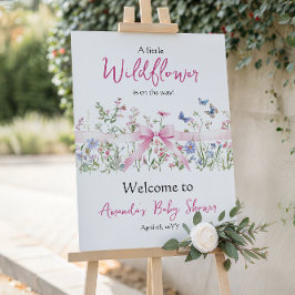 Wildflower Floral Pink Bow Baby Shower Welcome