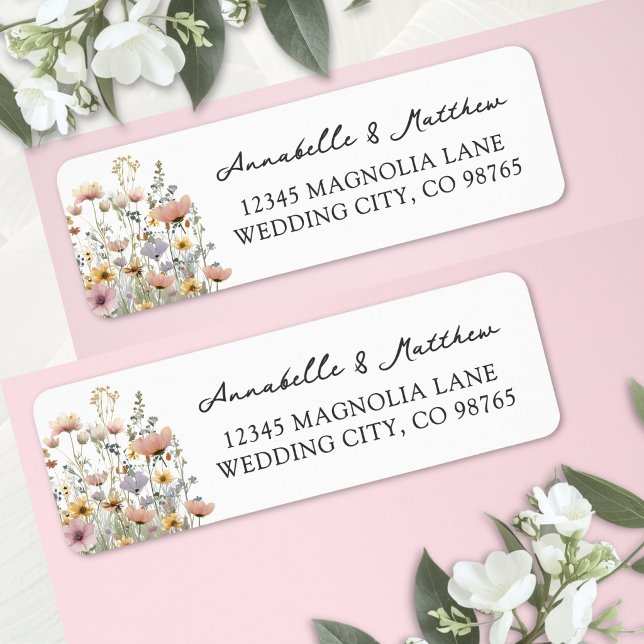 Wildflower Floral Return Address Returadress Etikett (Wildflower Floral Return Address Label )