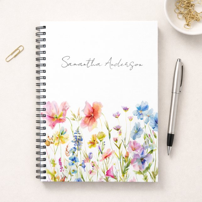 Wildflower Floral Watercolor Personalized  Anteckningsbok (Skapare uppladdad)