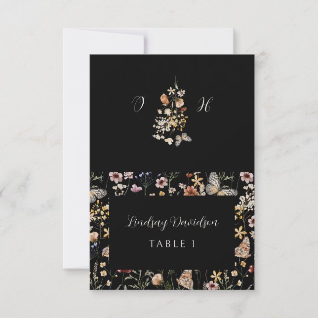 Wildflower Floral Wedding Place Card OSA Kort (Framsida)