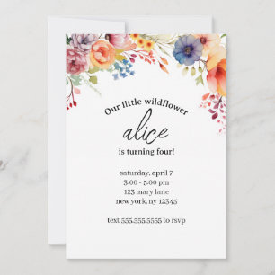 Wildflower Födelsedagsfest Redigerbar Mall