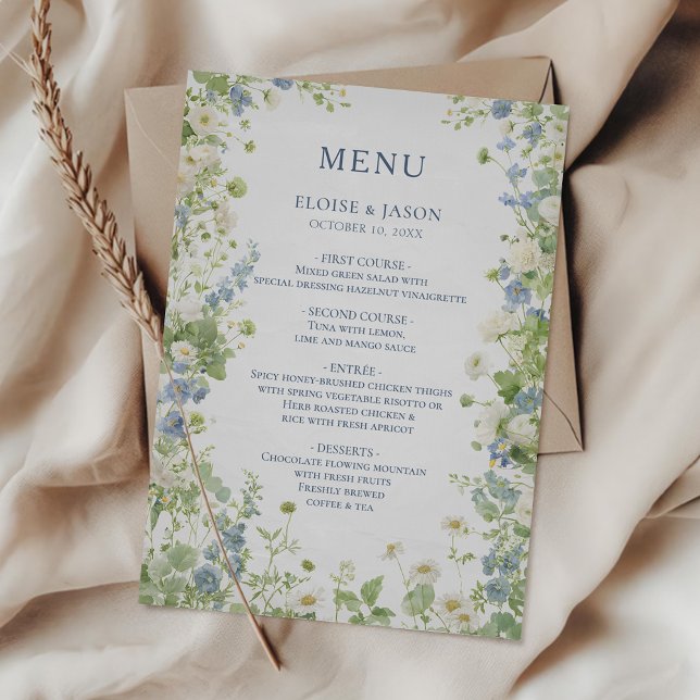  Wildflower Garden Chic Wedding Menu Meny (Skapare uppladdad)