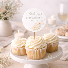 Wildflower Garden Cupcake Topper Runt Klistermärke