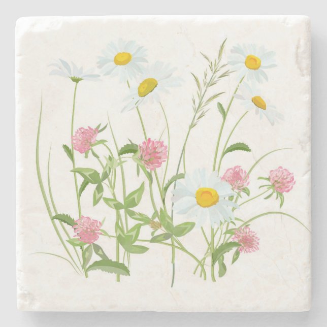 Wildflower Garden | Custom Stone Coaster Stenunderlägg (Framsidan)