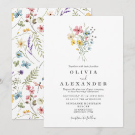 Wildflower garden floral Invitation Inbjudningar