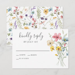 Wildflower garden Floral Wedding RSVP Card OSA Kort