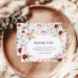 Wildflower Garden Floral Wedding Thank You Card Tack Kort