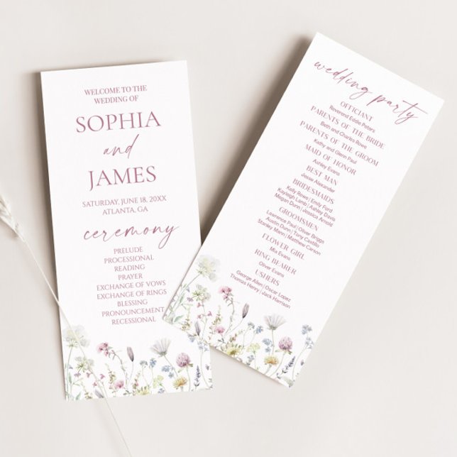 Wildflower Garden Floral Wild Flowers Wedding Program (Skapare uppladdad)